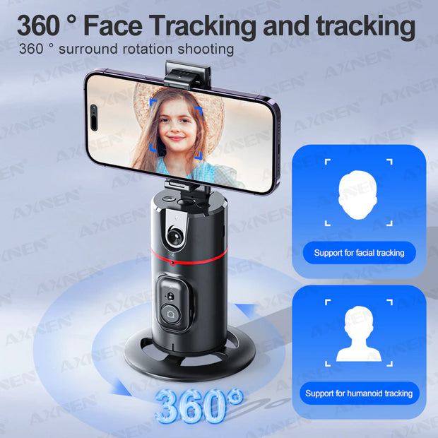 P02 360 Rotation Gimbal Stabilizer, Follow-Up Selfie Desktop Face Tracking Gimbal for Tiktok Smartphone Live,With Remote Shutter