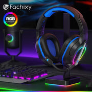 「2024 New」Fc200 Gaming Headset for Ps4/Ps5/Pc/Xbox/Nintendo Switch, PS4 Headset with Microphone, 3.5Mm Gaming Headphones with RGB Light