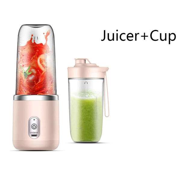 Enjoy Fresh and Healthy Juices Anytime, Anywhere with Our Small Electric Juicer - Portable Juicer Cup with 6 Blades, Automatic Smoothie Blender, and Ice Crush Cap