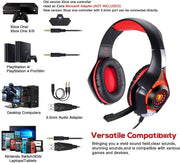 Gaming Headphones PS4, Gaming Headset with 3.5Mm LED Jack and Soundproofed Microphone, Bass Stereo Audio Surround Gaming Headset for Xbox One/Xbox One S/Nintendo Switch/Pc/Laptop Red