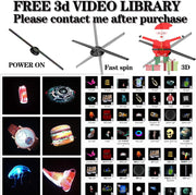 3D Hologram Fan,16.5 Inch 3D Hologram Projector Advertising Display with 1.2 Inches Thick, 700 Video Library and 224 LED for Business Store Signs,Bar,Casino,Party,Halloween