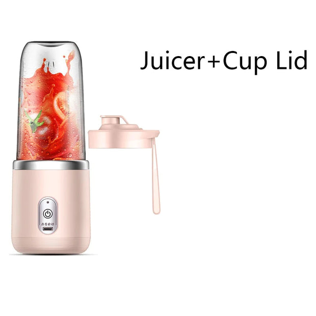 Enjoy Fresh and Healthy Juices Anytime, Anywhere with Our Small Electric Juicer - Portable Juicer Cup with 6 Blades, Automatic Smoothie Blender, and Ice Crush Cap