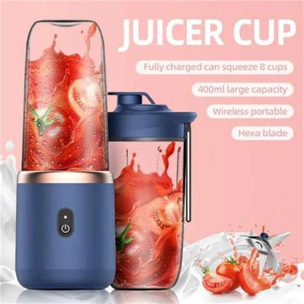 Enjoy Fresh and Healthy Juices Anytime, Anywhere with Our Small Electric Juicer - Portable Juicer Cup with 6 Blades, Automatic Smoothie Blender, and Ice Crush Cap