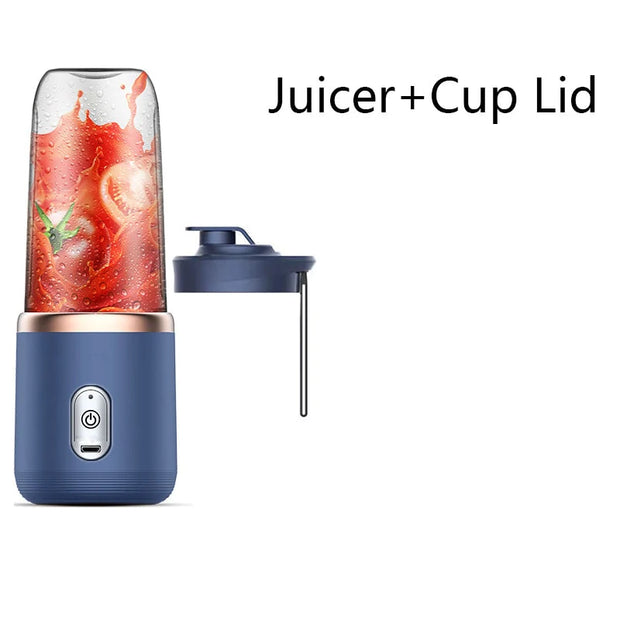 Enjoy Fresh and Healthy Juices Anytime, Anywhere with Our Small Electric Juicer - Portable Juicer Cup with 6 Blades, Automatic Smoothie Blender, and Ice Crush Cap