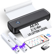 Portable Printer Wireless for Travel，Bluetooth Thermal Printer Support 8.5" X 11" US Letter &Legal, A4&A5 Thermal Paper, Inkless Printer Compatible with Ios, Android & Laptop for Office Car Home