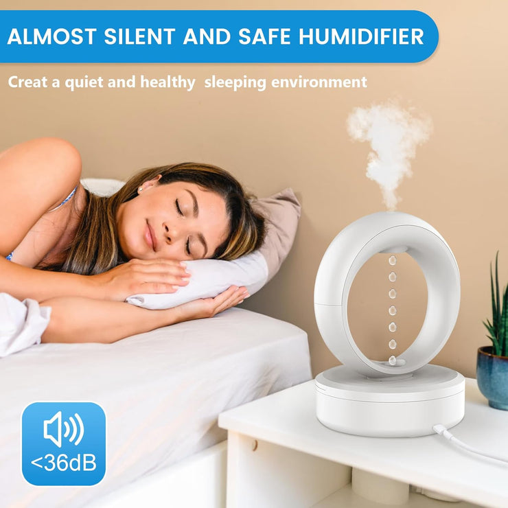 Anti Gravity Water Drop Humidifier,3-In-1 Raindrop Humidifier Air Humidifiers with Night Light for Home Bedroom,Essential Oil Diffuser with Timer,Auto Shut-Off,680Ml